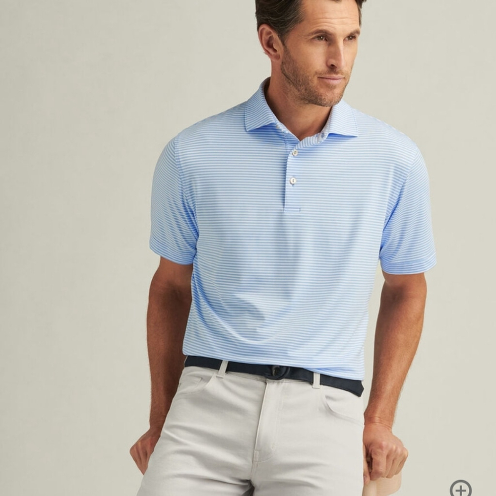 Peter Millar Light Blue Striped Polo Shirt